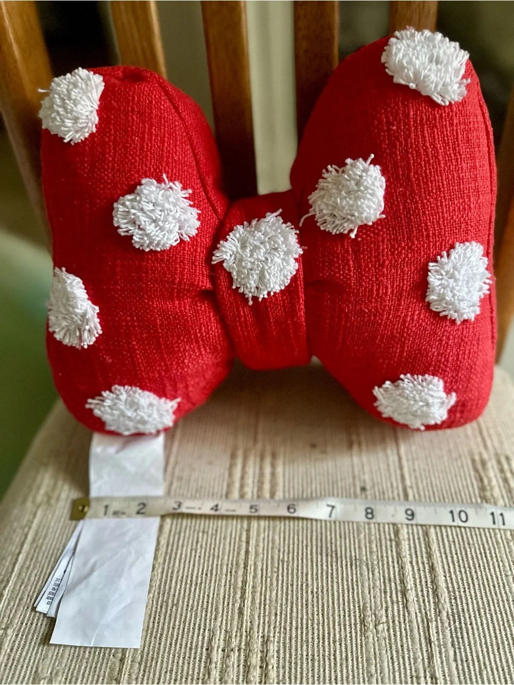 Minnie Mouse Red Polka Dot Bow Pillow - Plush Accent Accessory